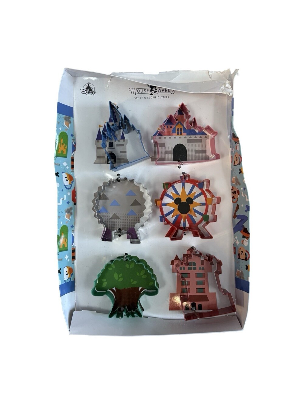 Disney Mousewares Metal Cookie Cutters Set of 6, Mickey Mouse Castle, Multi